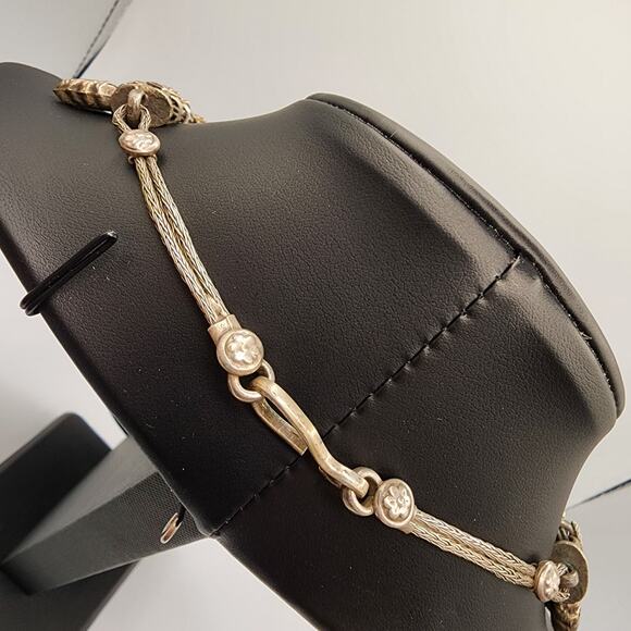 Antique Gilt Brass Leaf Fringe Bib Necklace Austrian Bohemian c1918–1930 S-Hook - Picture 7 of 8